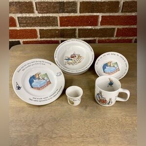 Wedgewood Beatrix Potter Peter Rabbit Childs (5) Pc. Dinnerware Serving Set.